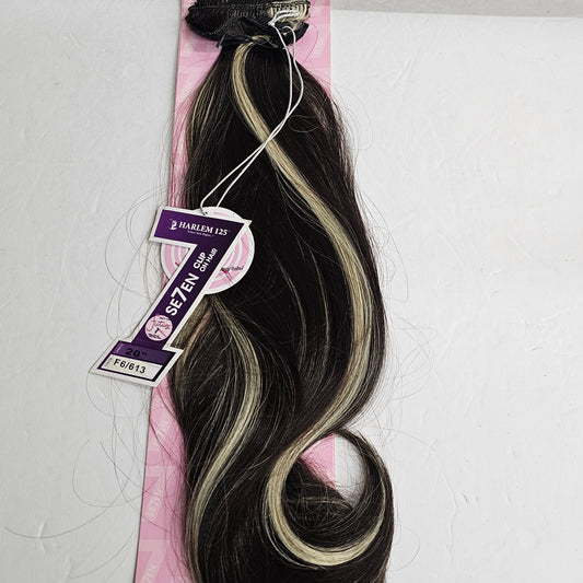 Clip-on 7pcs hair extensions - heat resistant - curling iron safe - Harlem 125