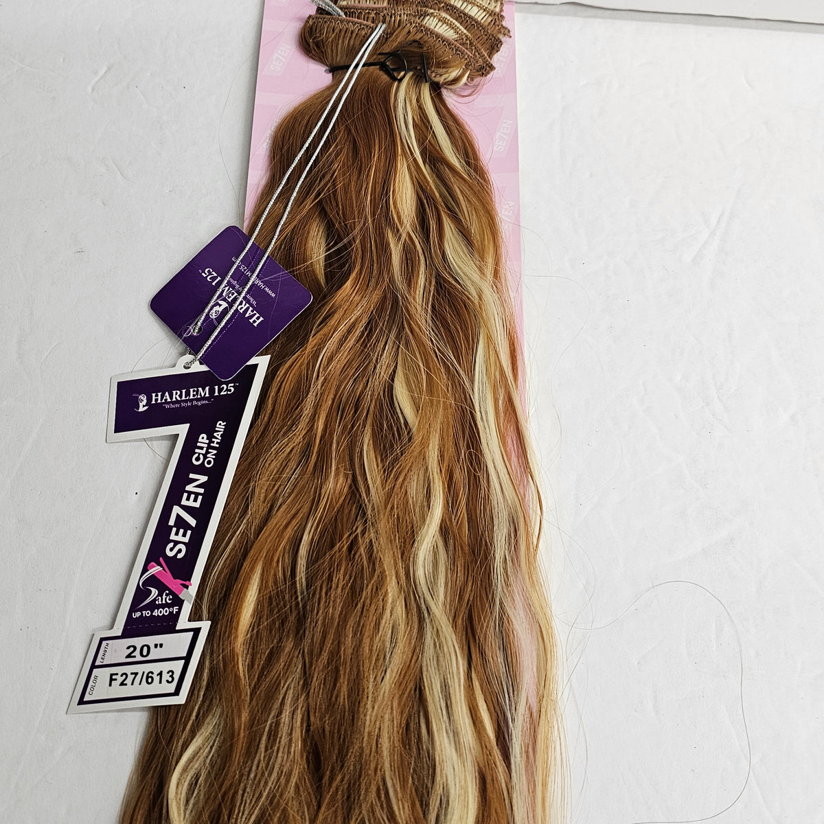 Clip-on 7pcs wavy hair extensions - heat resistant - curling iron safe - Harlem 125