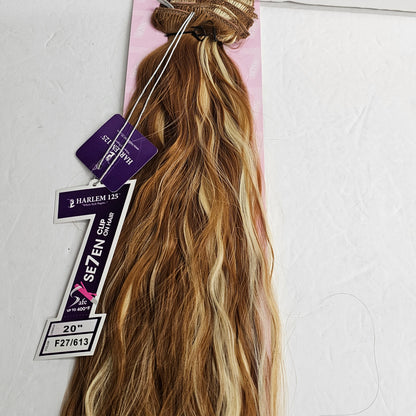 Clip-on 7pcs wavy hair extensions - heat resistant - curling iron safe - Harlem 125