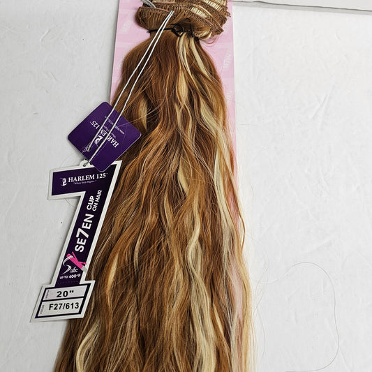 Clip-on 7pcs wavy hair extensions - heat resistant - curling iron safe - Harlem 125