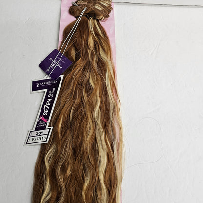Clip-on 7pcs wavy hair extensions - heat resistant - curling iron safe - Harlem 125