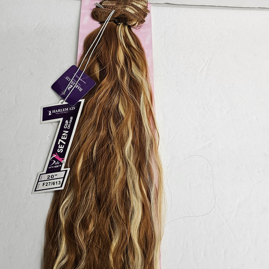 Clip-on 7pcs wavy hair extensions - heat resistant - curling iron safe - Harlem 125