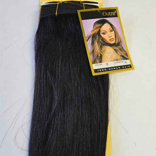 Outre premium new yaki tangle-free human hair weave - straight sew-in weft