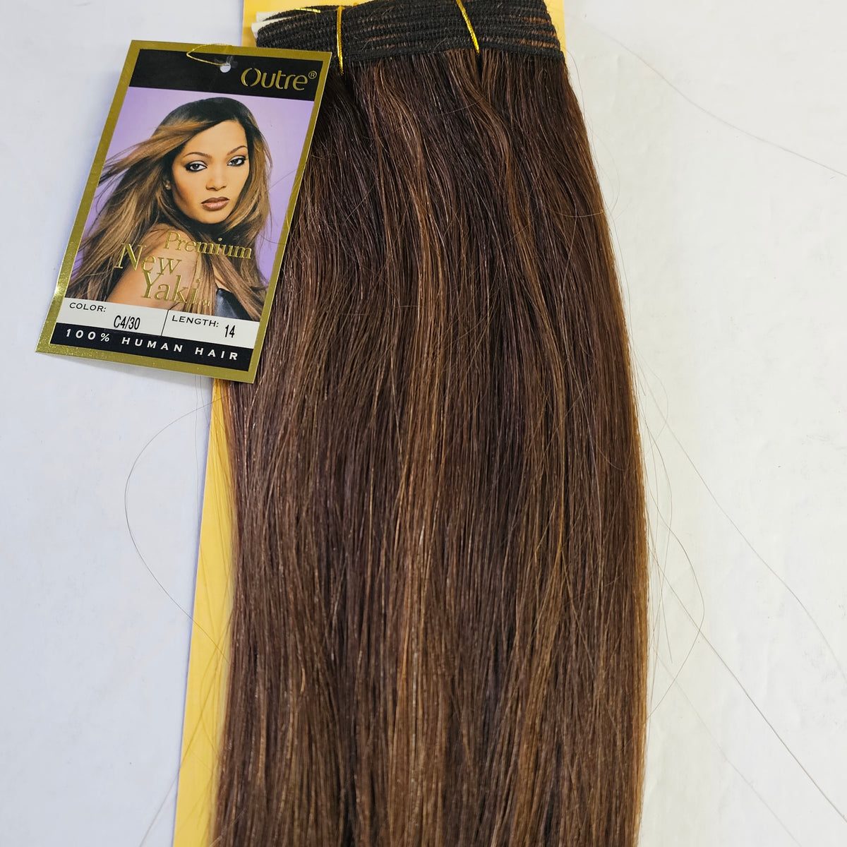 Outre premium new yaki tangle-free human hair weave - straight sew-in weft - mixed colors - 4/30