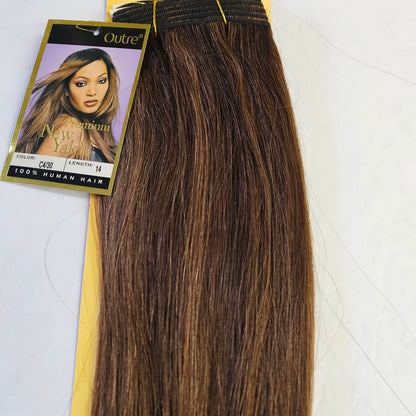 Outre premium new yaki tangle-free human hair weave - straight sew-in weft - mixed colors - 4/30