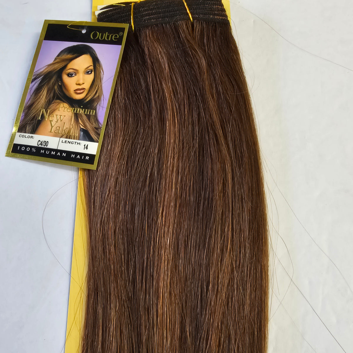 Outre premium new yaki tangle-free human hair weave - straight sew-in weft - mixed colors - 4/30