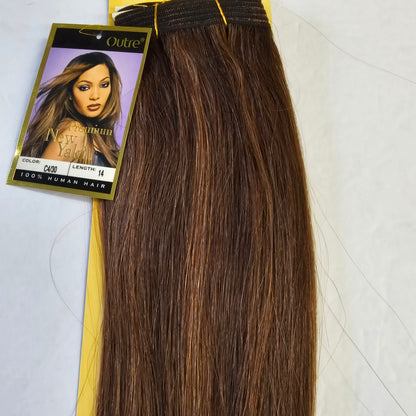Outre premium new yaki tangle-free human hair weave - straight sew-in weft - mixed colors - 4/30