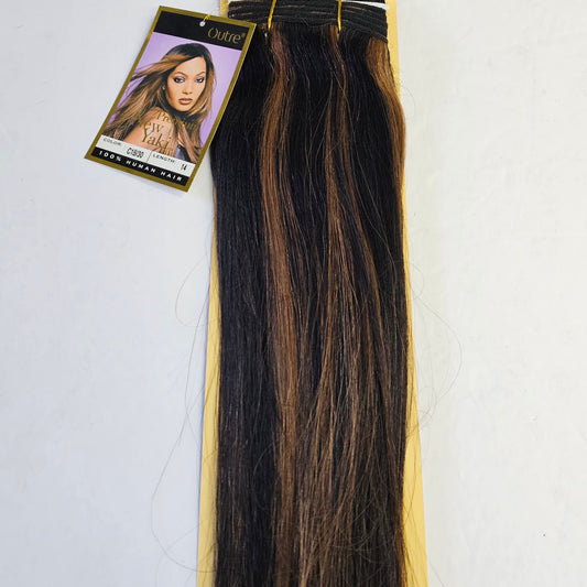 Outre premium new yaki tangle-free human hair weave - straight sew-in weft - mixed colors - 1B/30