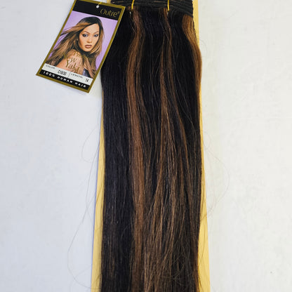 Outre premium new yaki tangle-free human hair weave - straight sew-in weft - mixed colors - 1B/30