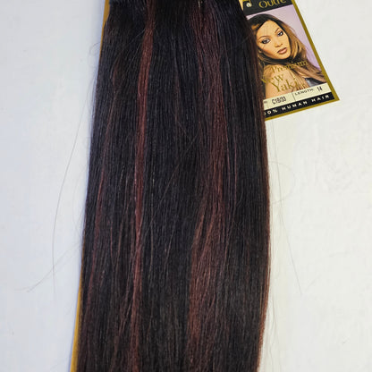 Outre premium new yaki tangle-free human hair weave - straight sew-in weft - mixed colors - 1B/33