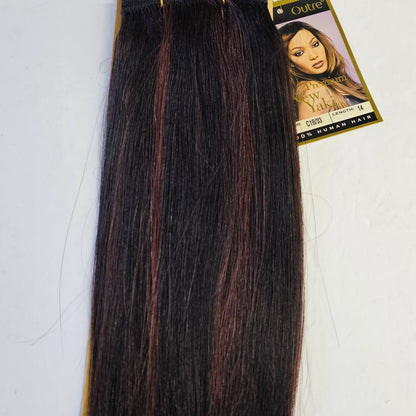 Outre premium new yaki tangle-free human hair weave - straight sew-in weft - mixed colors - 1B/33