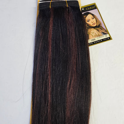 Outre premium new yaki tangle-free human hair weave - straight sew-in weft - mixed colors - 1B/33