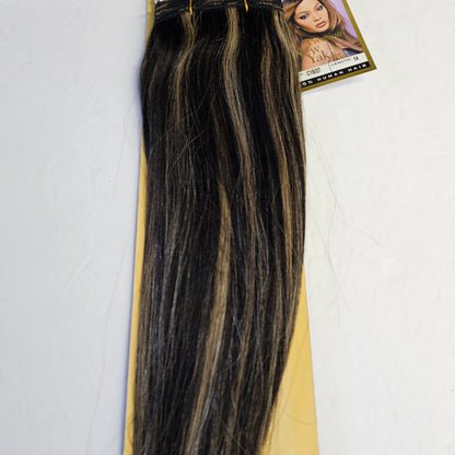 Outre premium new yaki tangle-free human hair weave - straight sew-in weft - mixed colors - 1B/27