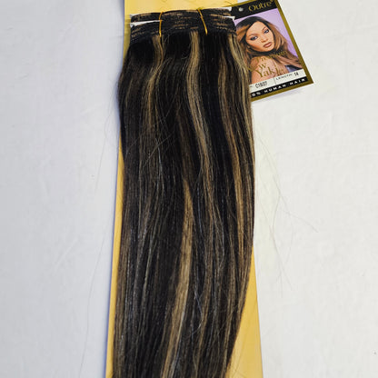Outre premium new yaki tangle-free human hair weave - straight sew-in weft - mixed colors - 1B/27