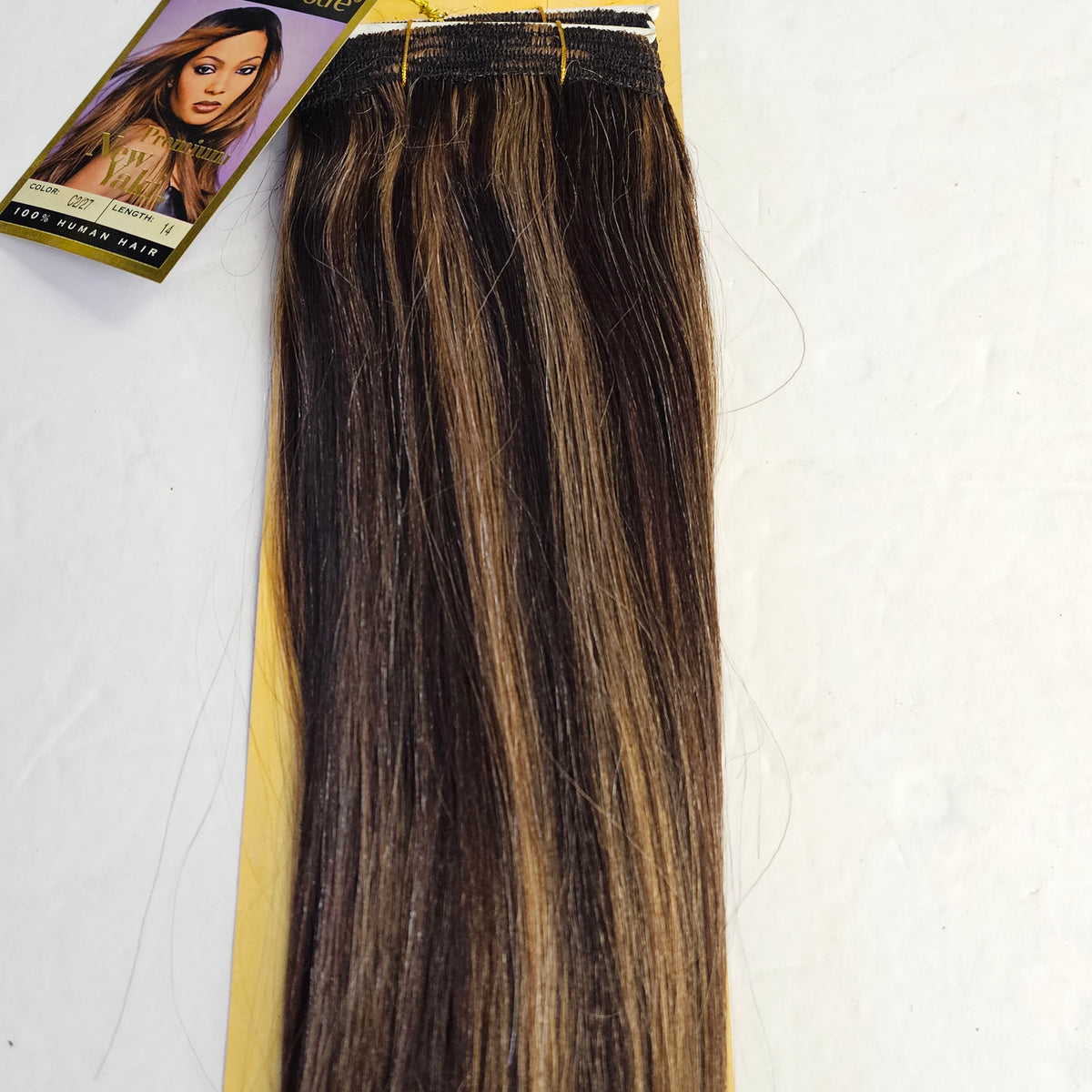 Outre premium new yaki tangle-free human hair weave - straight sew-in weft - mixed colors - C2/27