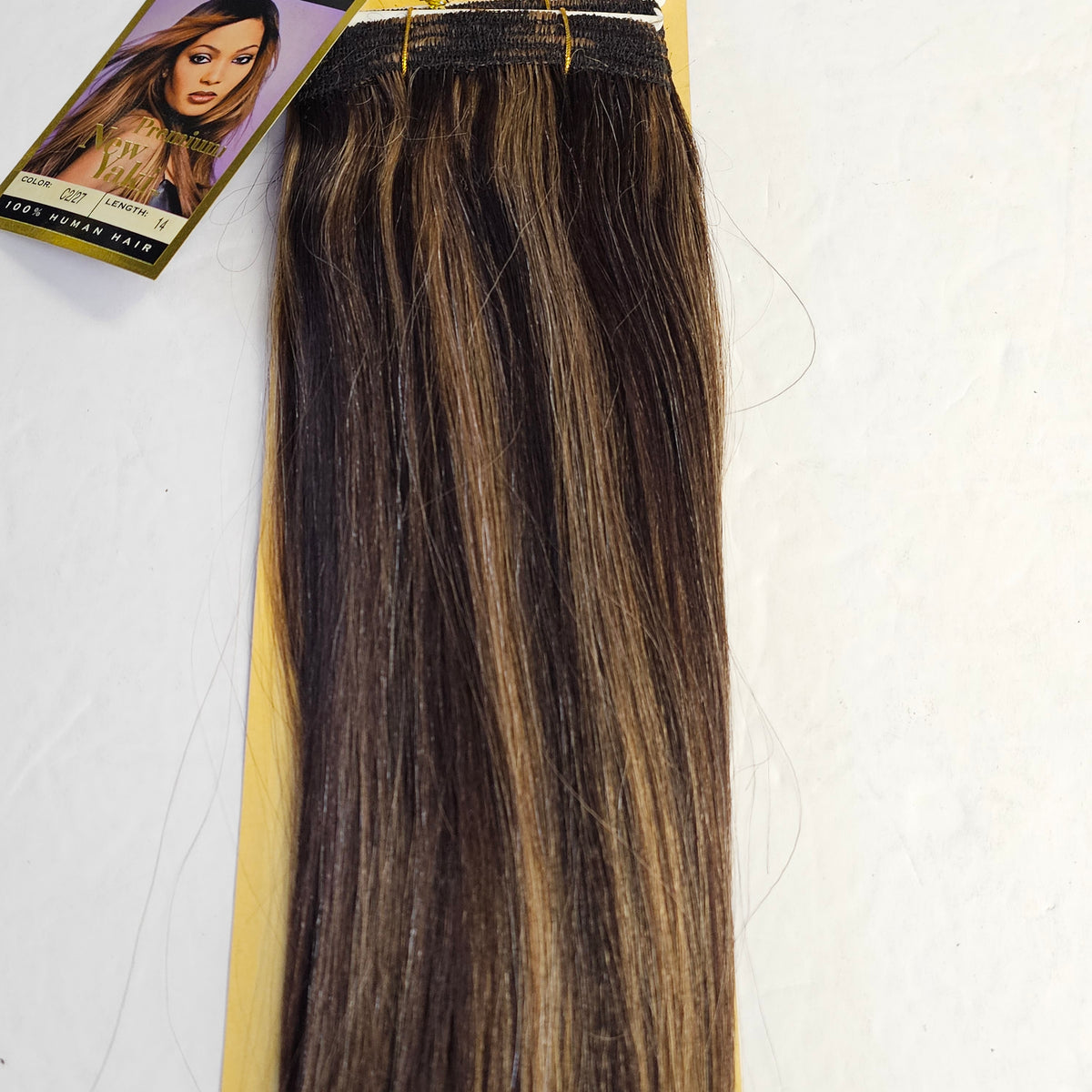 Outre premium new yaki tangle-free human hair weave - straight sew-in weft - mixed colors - C2/27