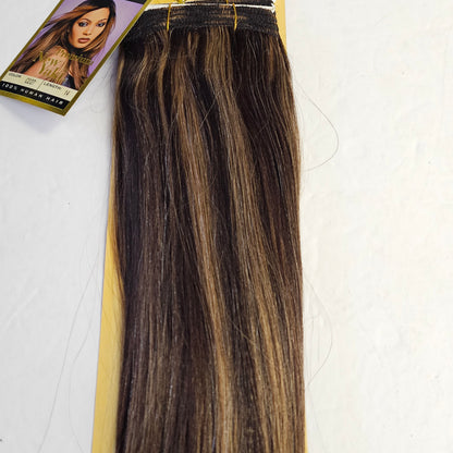 Outre premium new yaki tangle-free human hair weave - straight sew-in weft - mixed colors - C2/27