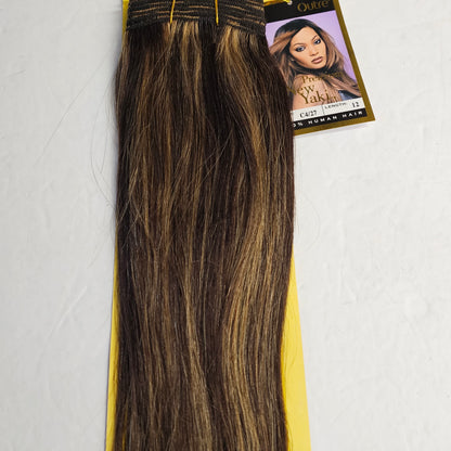 Outre premium new yaki tangle-free human hair weave - straight sew-in weft - mixed colors - C4/27