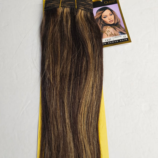 Outre premium new yaki tangle-free human hair weave - straight sew-in weft - mixed colors - C4/27