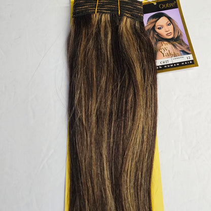 Outre premium new yaki tangle-free human hair weave - straight sew-in weft - mixed colors - C4/27