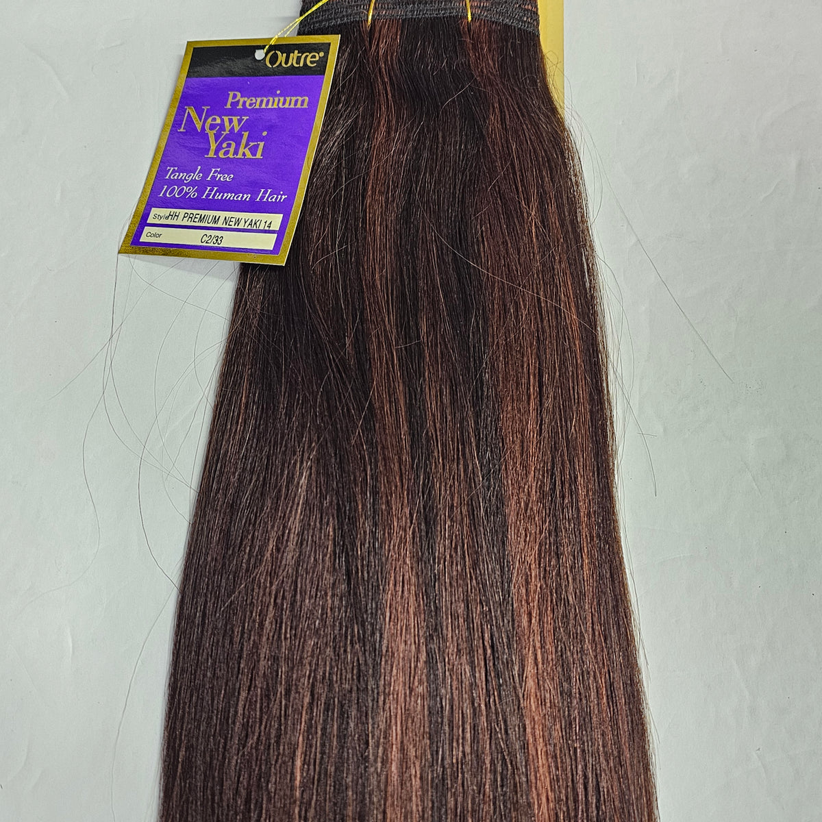 Outre premium new yaki tangle-free human hair weave - straight sew-in weft - mixed colors - C2/33