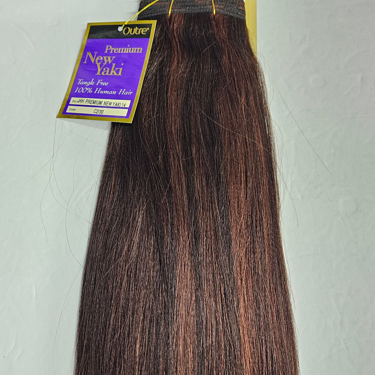 Outre premium new yaki tangle-free human hair weave - straight sew-in weft - mixed colors - C2/33