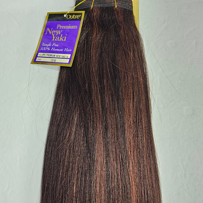 Outre premium new yaki tangle-free human hair weave - straight sew-in weft - mixed colors - C2/33