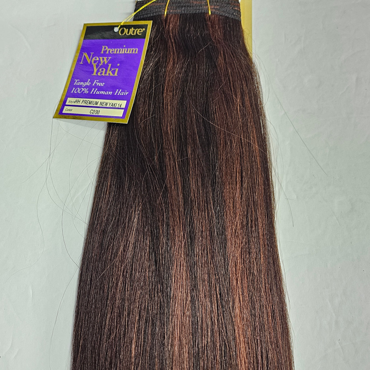 Outre premium new yaki tangle-free human hair weave - straight sew-in weft - mixed colors - C2/33