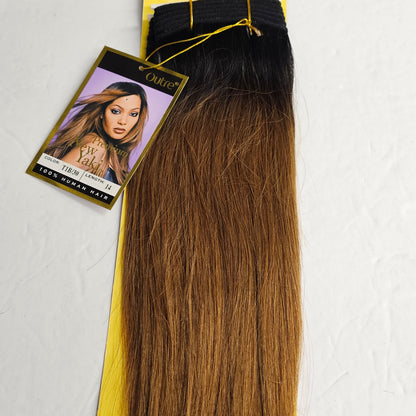 Outre premium new yaki tangle-free human hair weave - straight sew-in weft - mixed colors - ombre