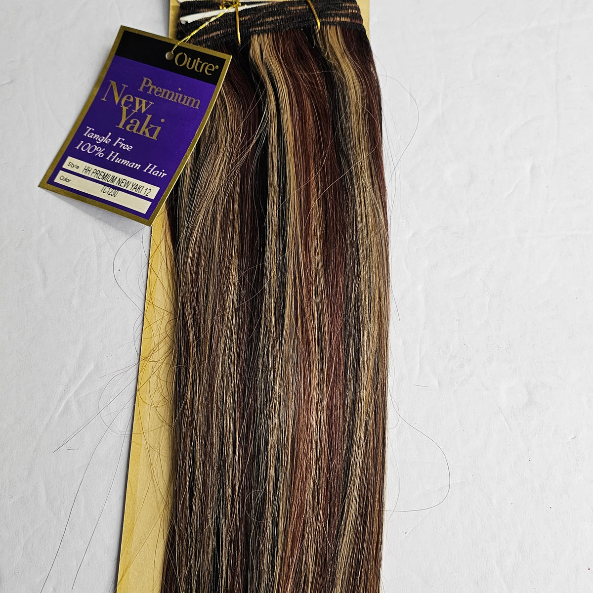 Outre premium new yaki tangle-free human hair weave - straight sew-in weft - mixed colors - ombre