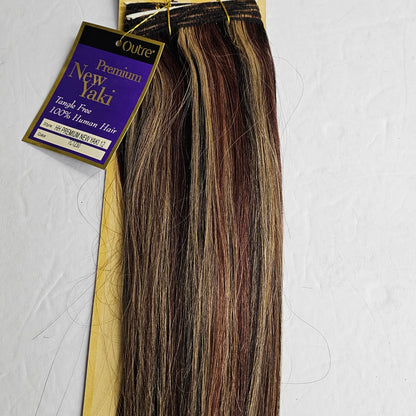 Outre premium new yaki tangle-free human hair weave - straight sew-in weft - mixed colors - ombre