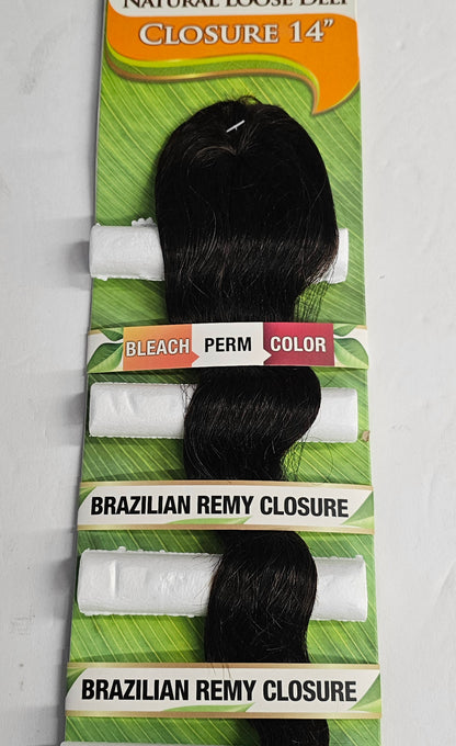 Model Model Brazilian remy natural loose deep closure - bleach - perm - color