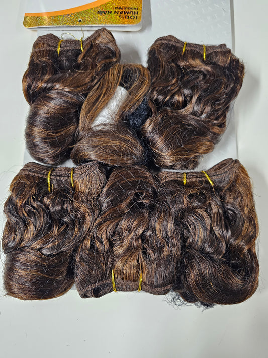 Human hair tangle-free weave; deep romance; sew-in; curly; 6pcs. image 1