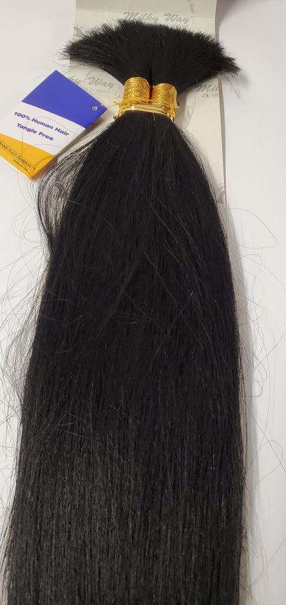 Human hair tangle-free yaki bulk  straight for braiding; 14 inch; Milky way. image 0