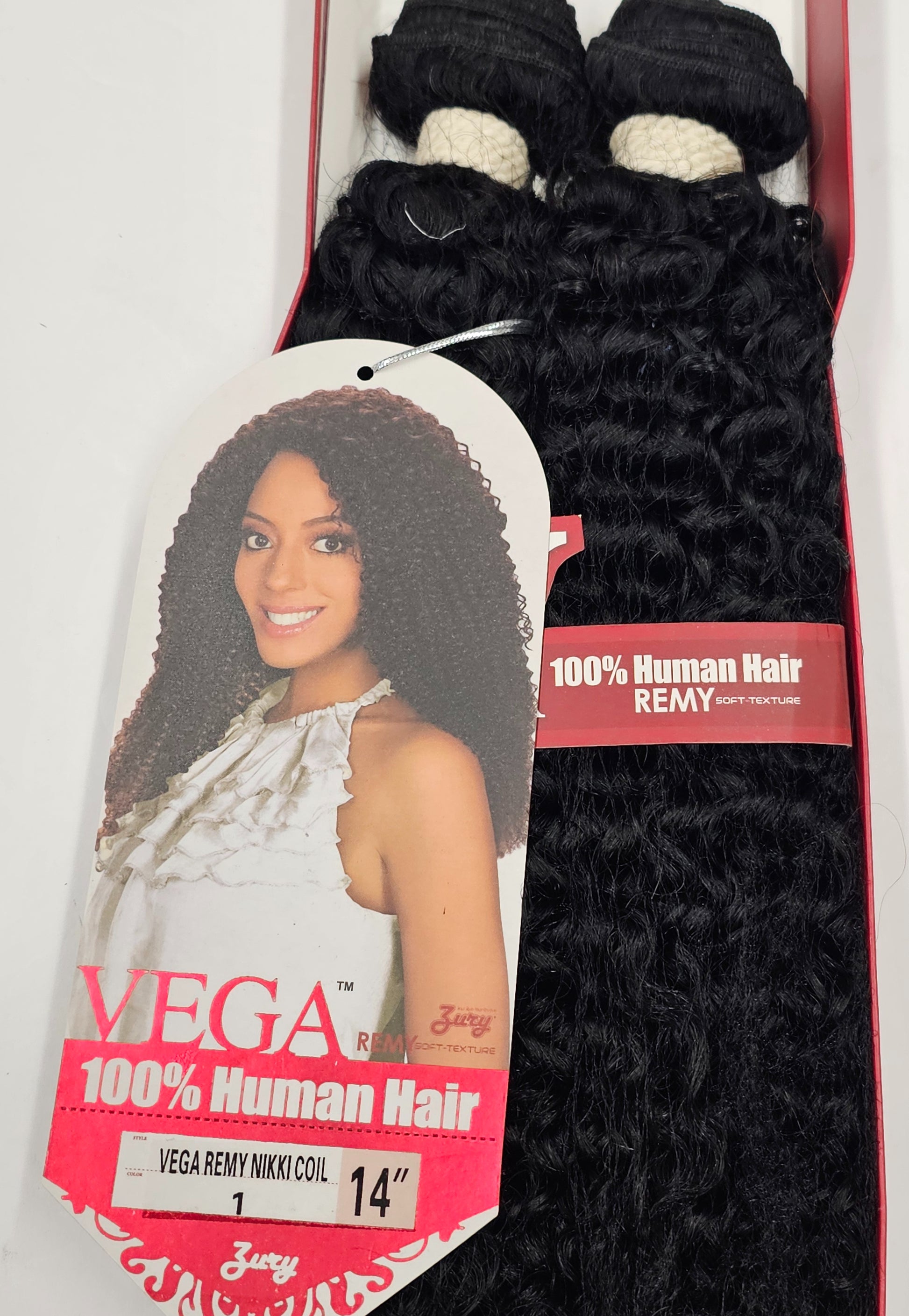Curly human hair weave for sew-in; Vega remy Nikki coil; wefts. image 3