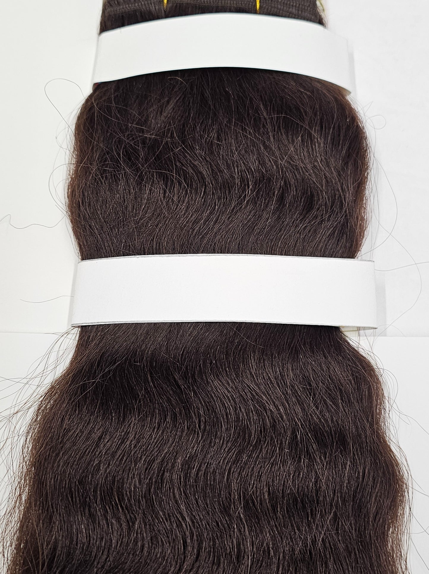 Human hair tangle-free super French weaving; wavy sew-in weft image 1