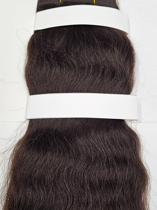 Human hair tangle-free super French weaving; wavy sew-in weft image 1