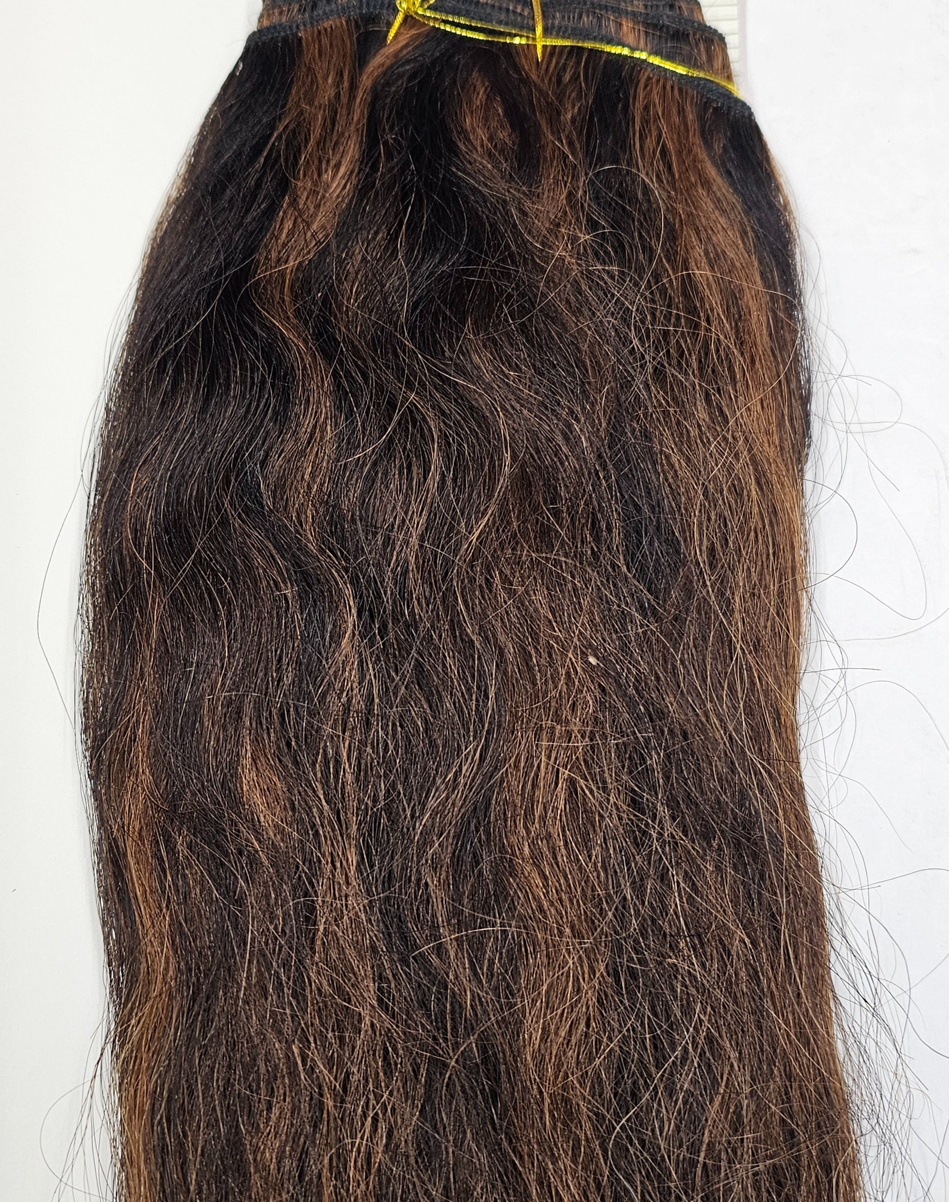 Human hair tangle-free super french weaving; wavy sew-in weft; mixed colors image 1