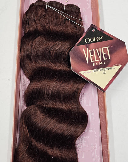 Velvet remi human hair weave Euro deep wave; curly sew-in weft. image 4