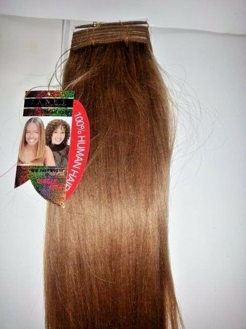 100% human hair tangle free new yaky weave; straight; weft; sew-in; color 27 image 1