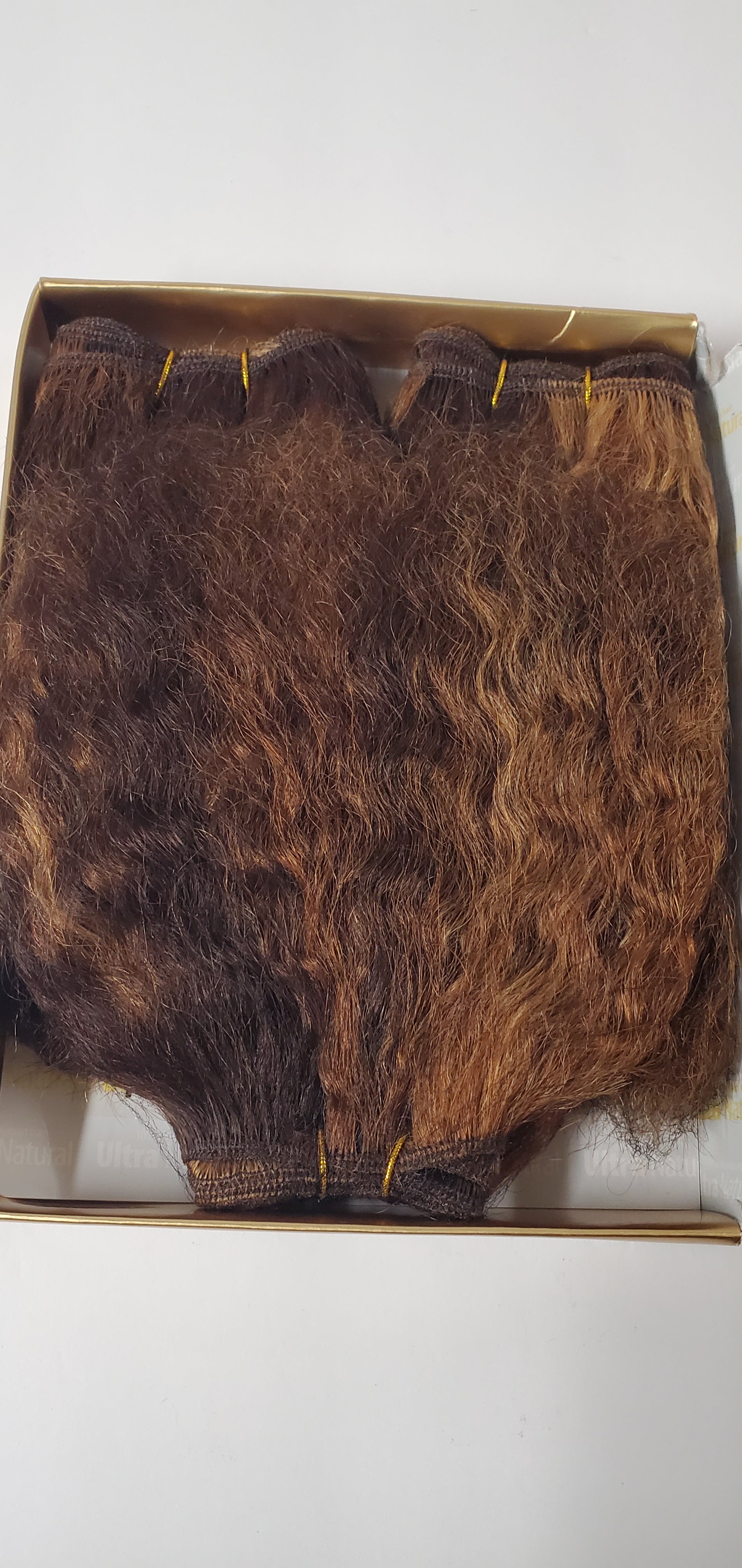 human hair tangle-free ultra natural weave wavy 3pcs  8 inch sew-in weft. image 2