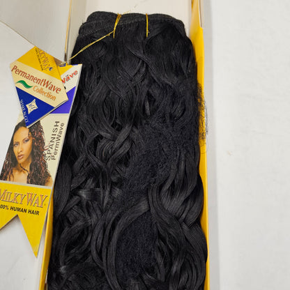 Human hair tangle-free spanish perm wave weave; curly sew-in weft. image 2