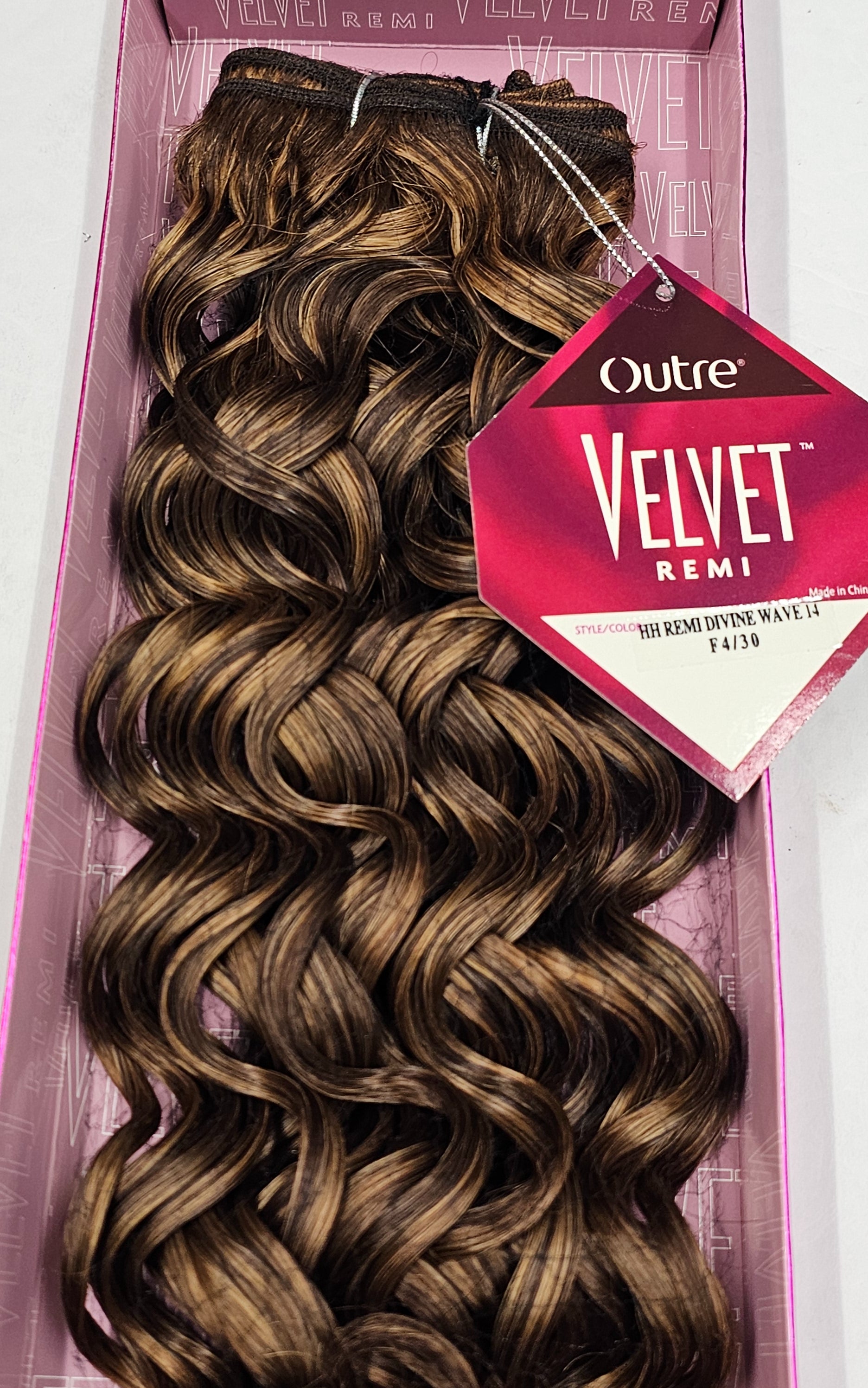 Outre velvet remi human hair weave divine wave; curly sew-in weft. image 7