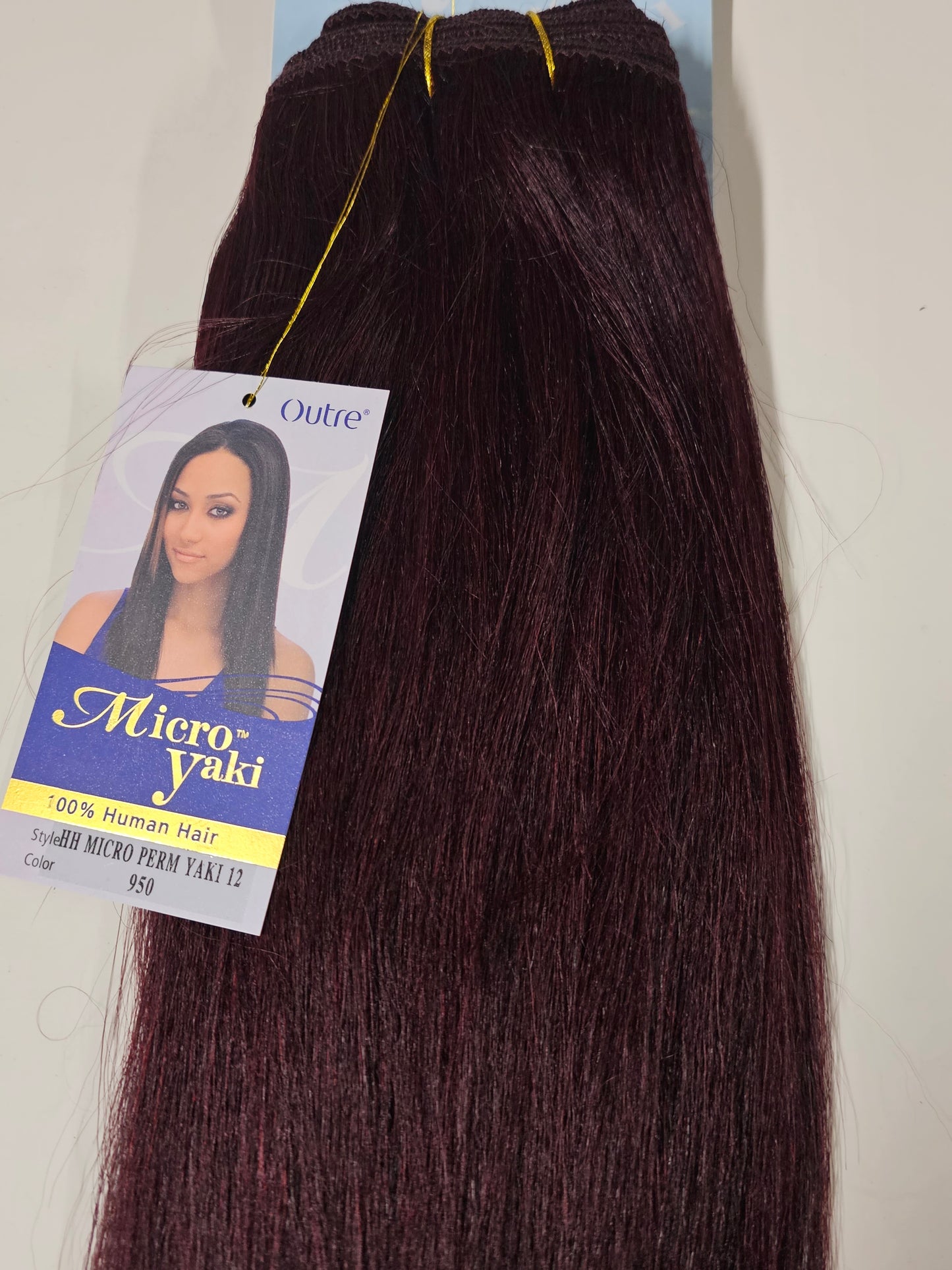Human hair tangle-free micro perm yaki weave; straight; weft; sew-in. image 2