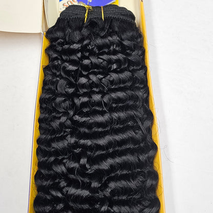Human hair water wave tangle-free; curly sew-in weft. image 3