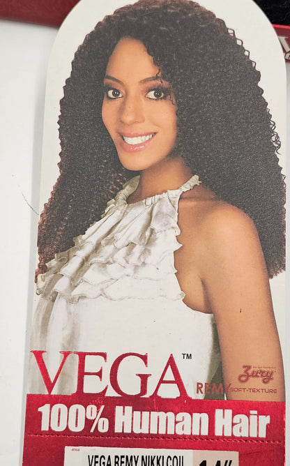 Curly human hair weave for sew-in; Vega remy Nikki coil; wefts. image 0