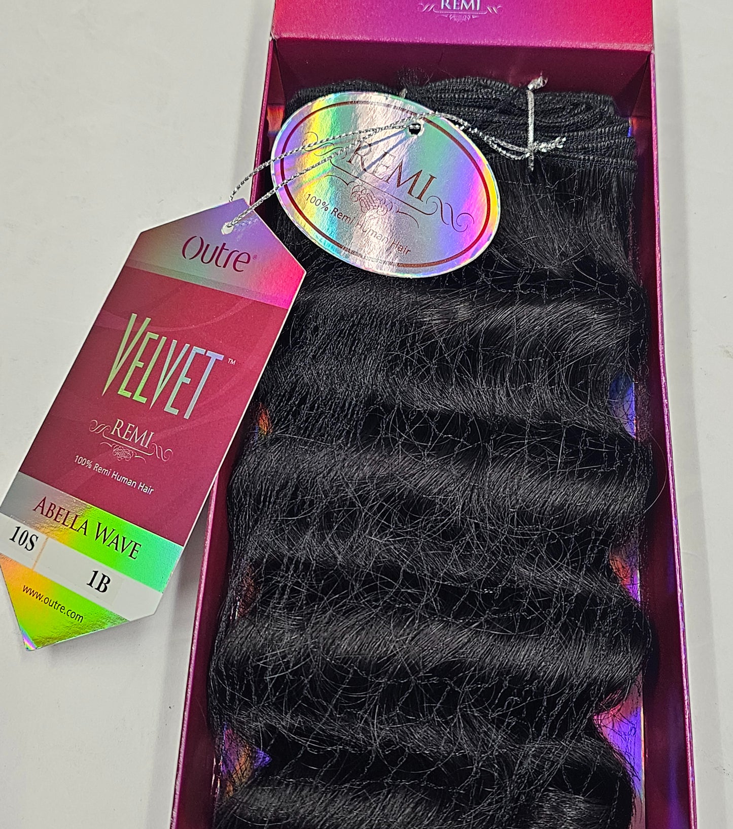 Velvet remi human hair weave Abella wave; curly sew-in weft. image 1