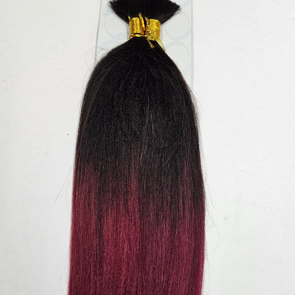 Human hair tangle-free micro perm yaki bulk for braiding; straight. image 4