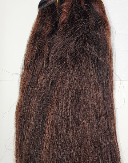 Human hair tangle-free super french weaving; wavy sew-in weft; mixed colors image 7