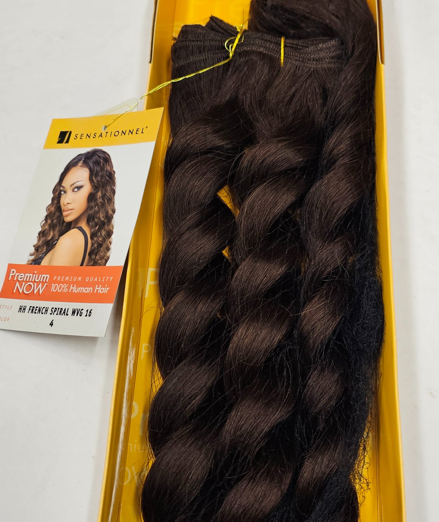 Human hair tangle-free french spiral weave; curly sew-in weft with  closure image 3